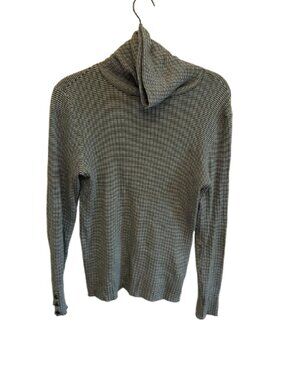 J.McLaughlin Arlette Striped Turtleneck Sweater Green/White Extra Large